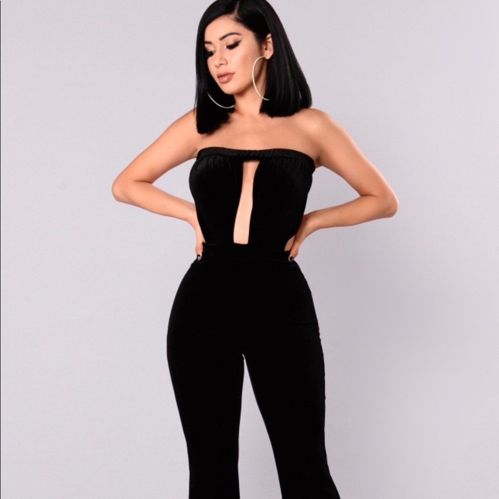 FASHION NOVA Velvet open back jumpsuit